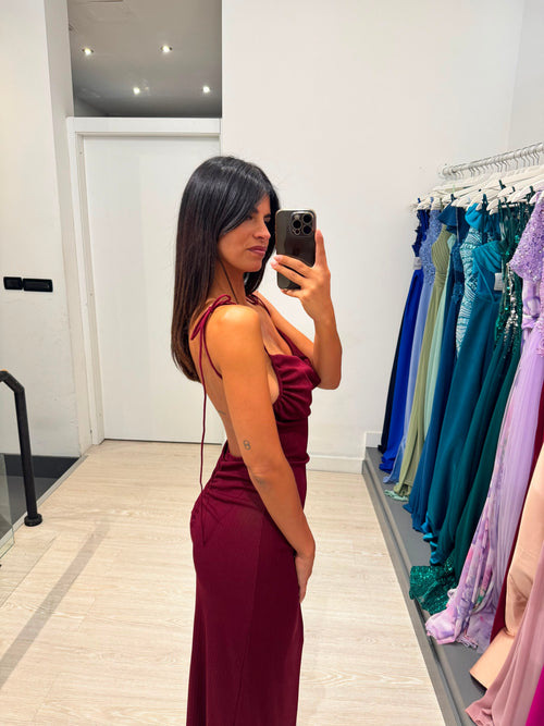 Vestito midi costine lacci e schiena nuda