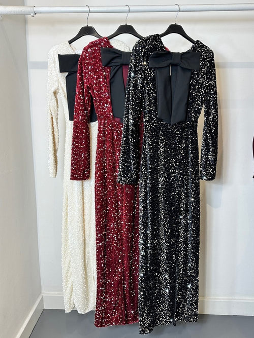 Tubino lungo paillettes fiocco