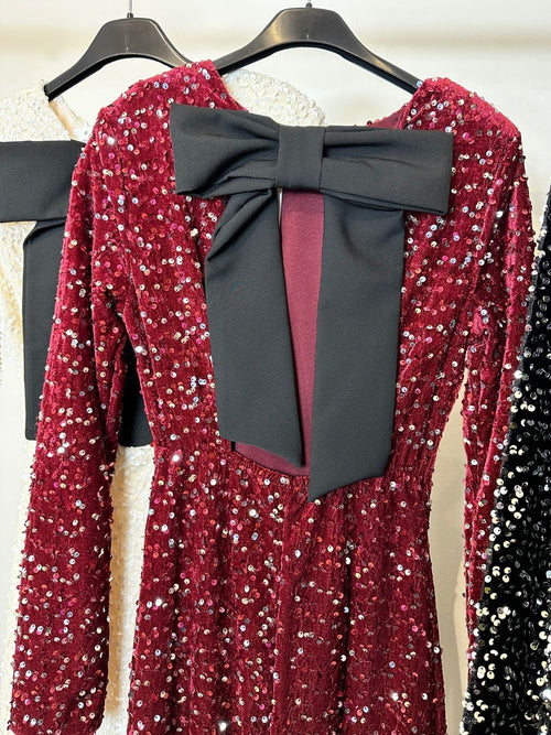 Tubino lungo paillettes fiocco