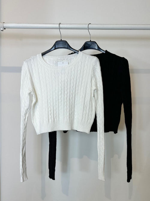 Maglia girocollo trecce