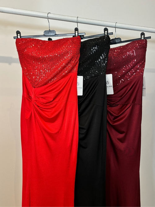 Abito cerimonia sirena paillettes nodo