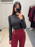 Maglia crop dolcevita lurex