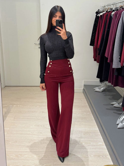 Maglia crop dolcevita lurex