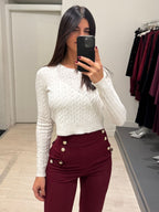 Maglia girocollo trecce