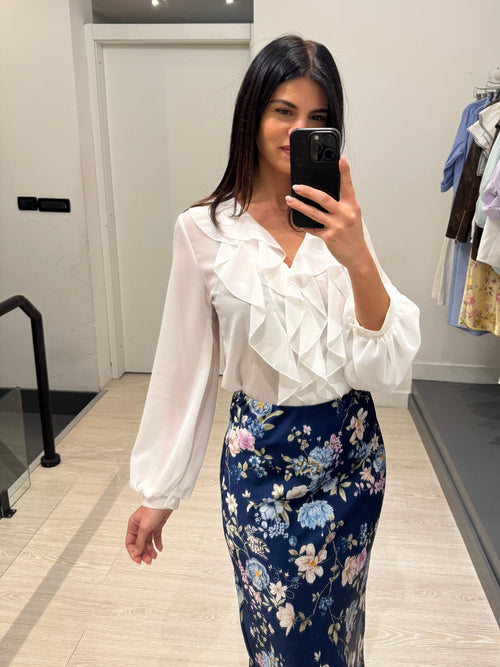 Camicia scollo volant a V