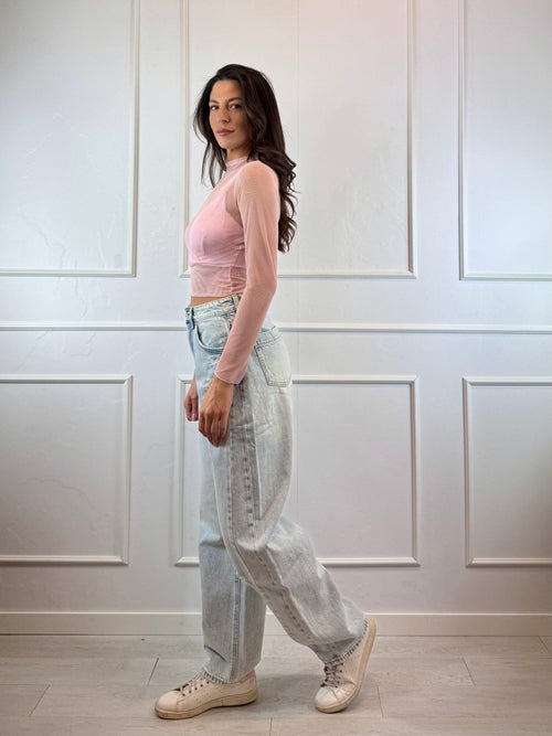 Top crop tulle con reggiseno