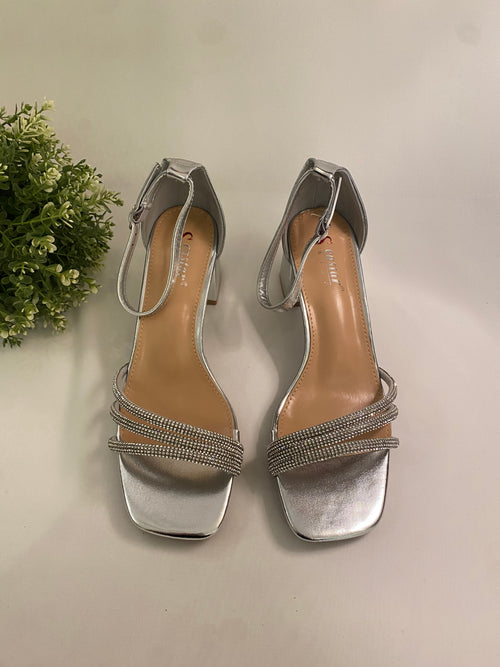 Sandalo tre strass tacco grande 5cm