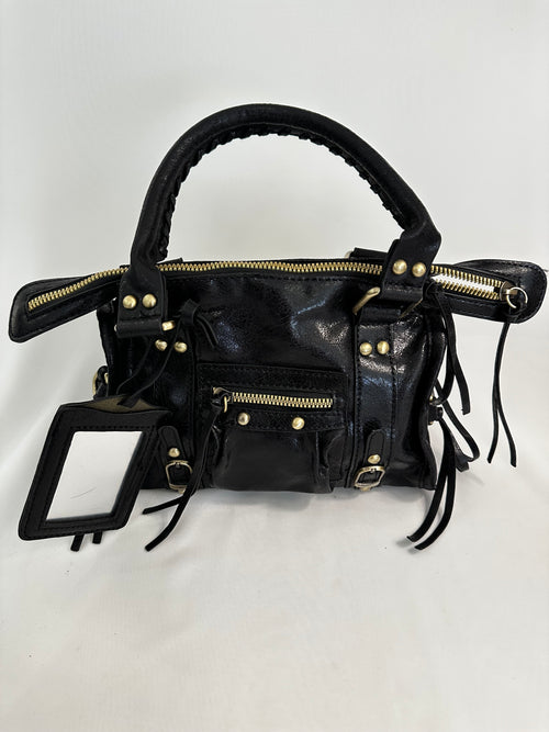 Borsa Lucy piccola borchie e lacci ecopelle