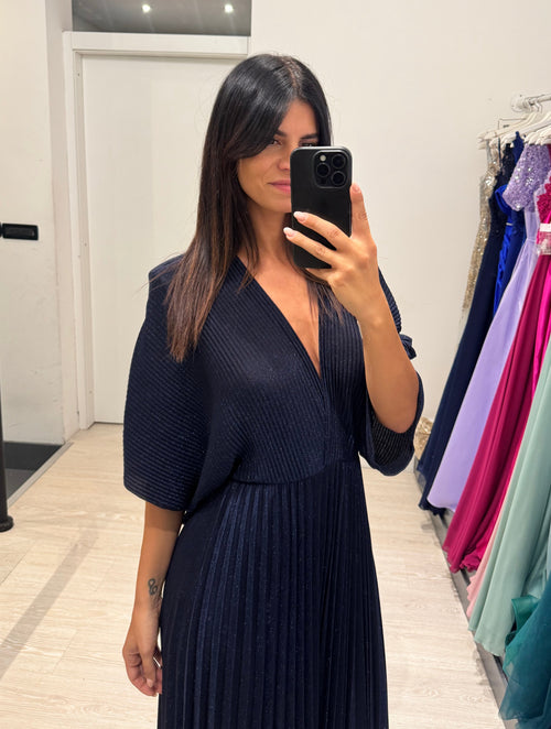 Abito cerimonia maglia plisse lurex manica