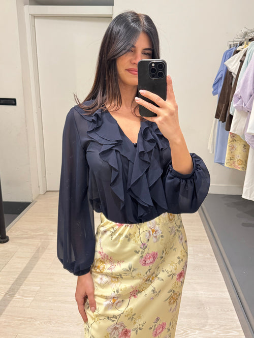 Camicia scollo volant a V