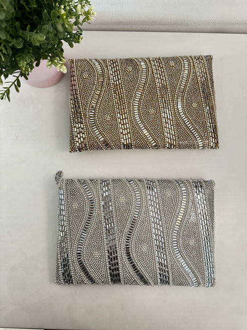 Pochette busta strass e perle