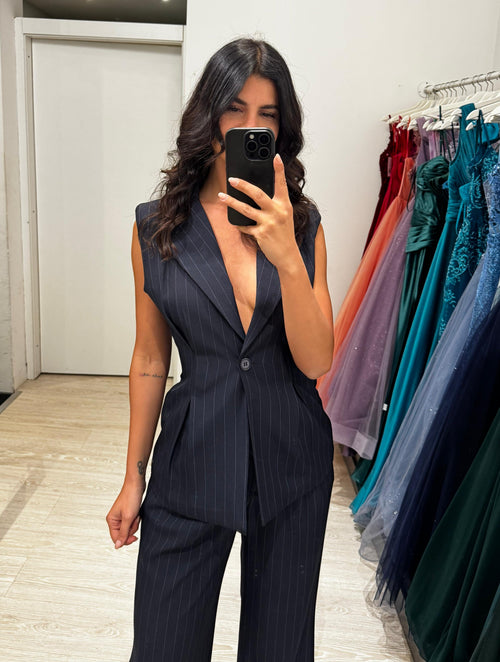 Completo gessato con gilet