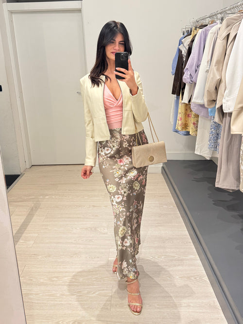 Giacca ecopelle con collo coreana