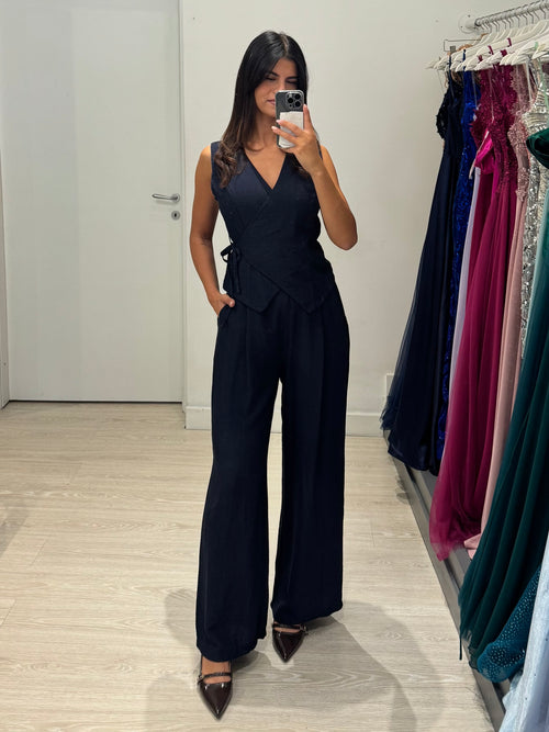 Completo lino gilet e pantalone