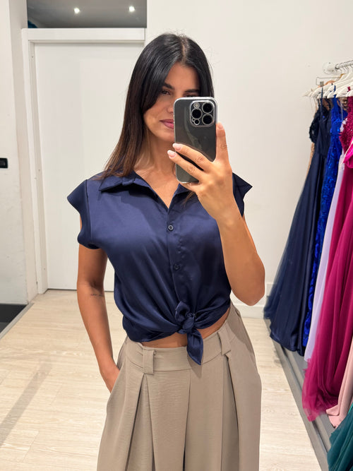 Camicia colletto manica corta raso