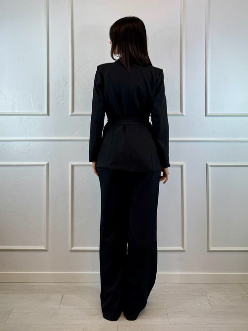 Giacca con cintura collo rever tondo