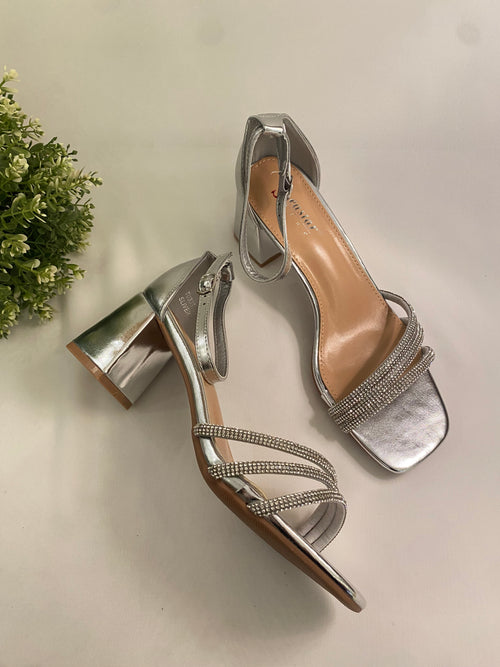Sandalo tre strass tacco grande 5cm