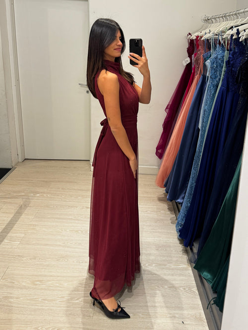 Abito Giulia cerimonia tulle brilli scollo Americana