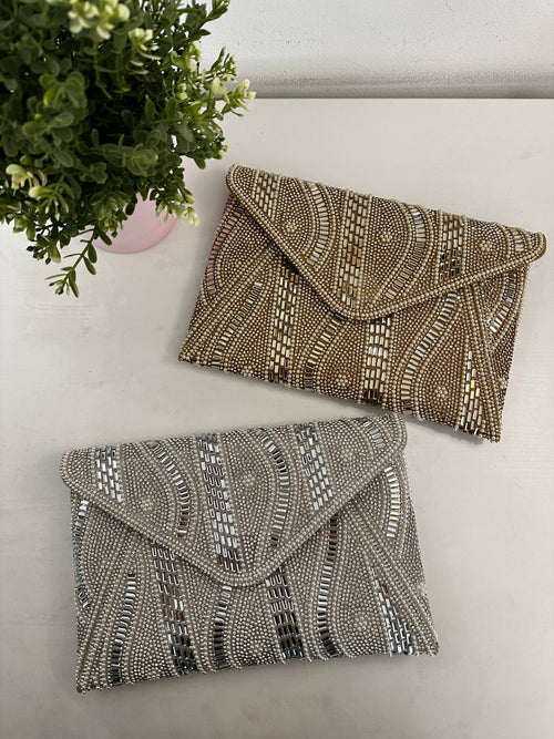 Pochette busta strass e perle