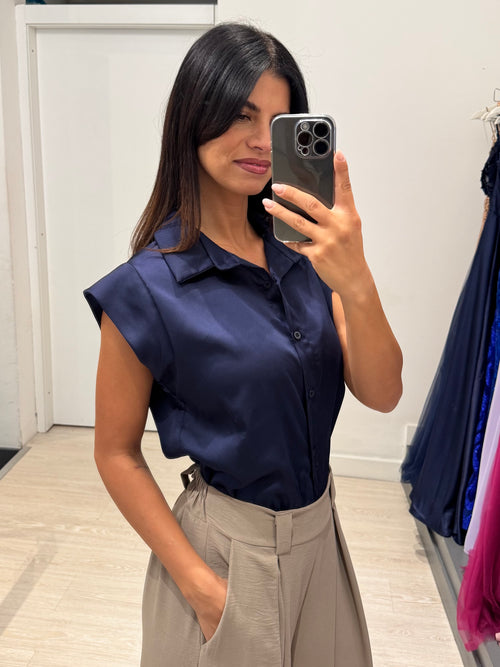 Camicia colletto manica corta raso