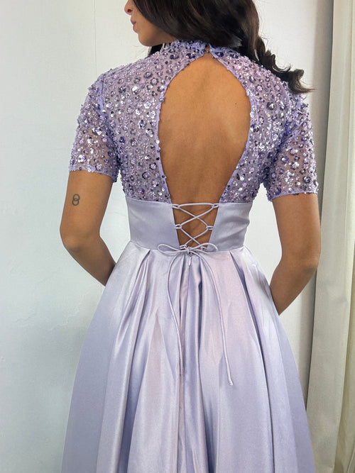 Abito Antonella manica corta paillettes