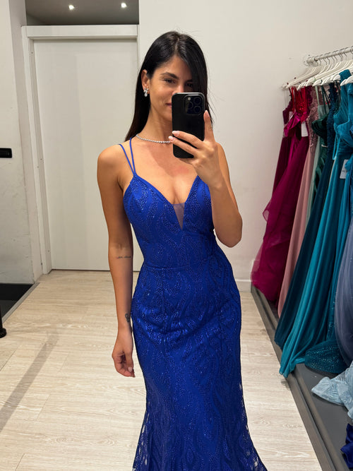 Abito sirena lurex pois incrocio dietro
