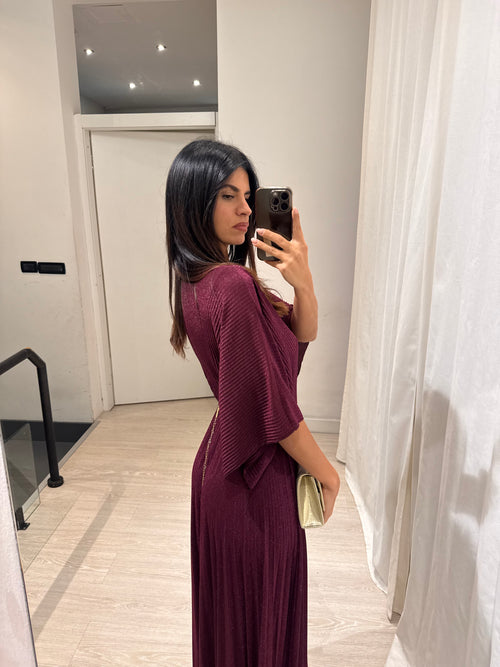 Abito cerimonia maglia plisse lurex manica