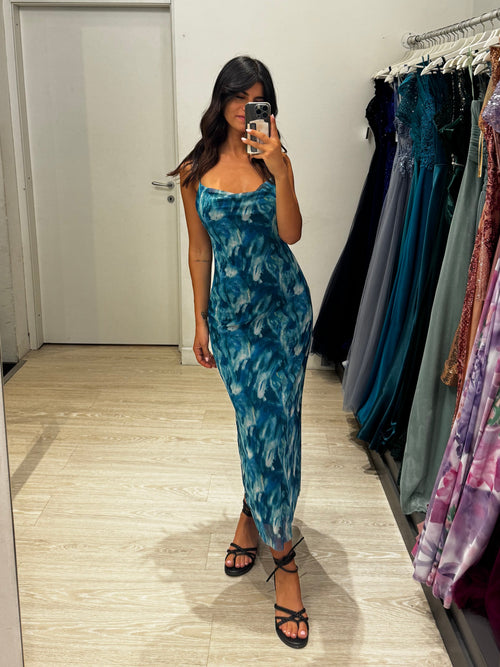 Vestito midì tulle fantasia