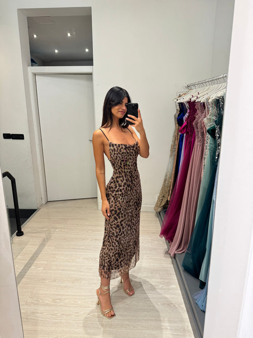 Vestito lungo tulle maculato