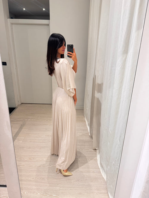 Abito cerimonia maglia plisse lurex manica
