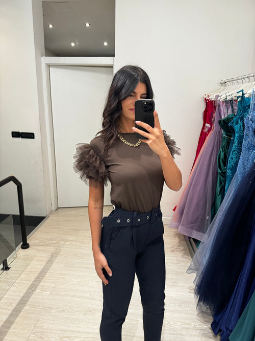T-shirt maniche tulle