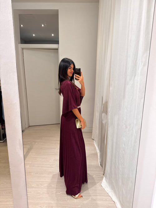 Abito cerimonia maglia plisse lurex manica