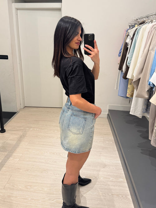 Minigonna di jeans lurex