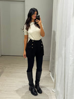 Shorts scamosciato bottoni