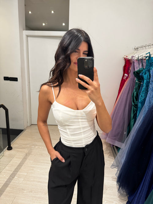 Top crop tulle stecche