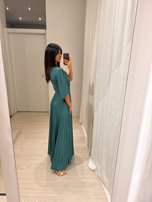 Abito cerimonia maglia plisse lurex manica