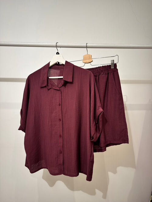 Completo effetto lino Shorts e Camicia