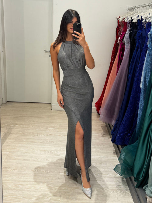 Abito lungo Lurex scollo americano