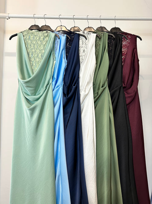 Abito cerimonia satin con pizzo