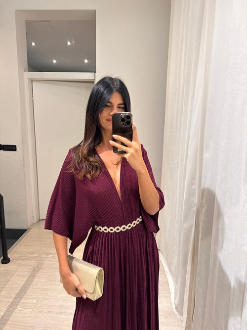 Abito cerimonia maglia plisse lurex manica