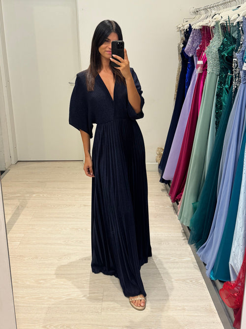 Abito cerimonia maglia plisse lurex manica