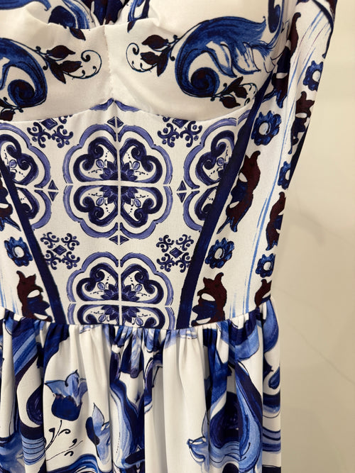 Vestito lungo fantasia damascata