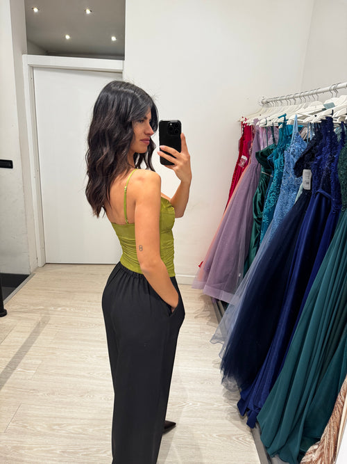 Top crop tulle stecche