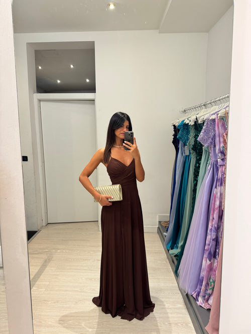 Abito cerimonia Mery incrocio schiena con spacco