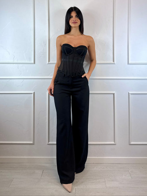 Pantalone a zampa con tasche americane