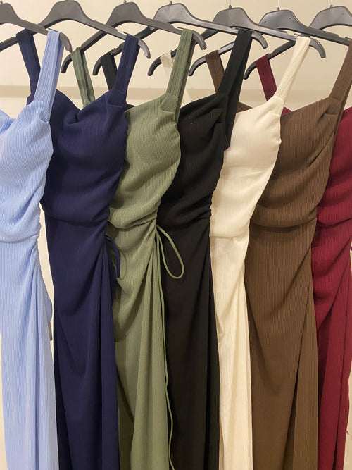 Vestito midi costine schiena incrociata