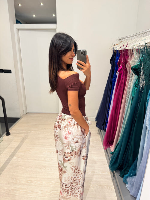 Pantalone palazzo raso floreale