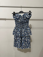 Vestito corto floreale balze