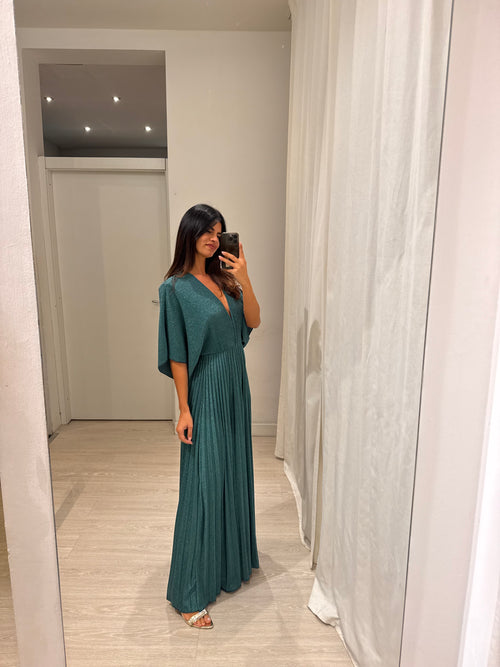 Abito cerimonia maglia plisse lurex manica