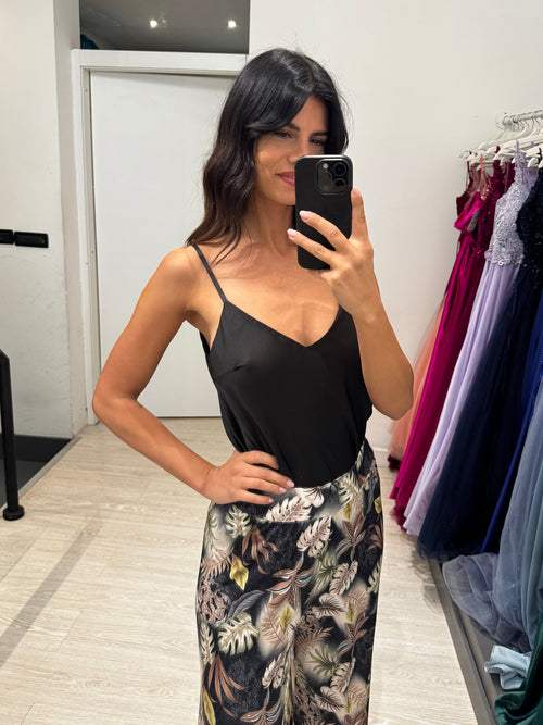 Pantalone palazzo viscosa foglie